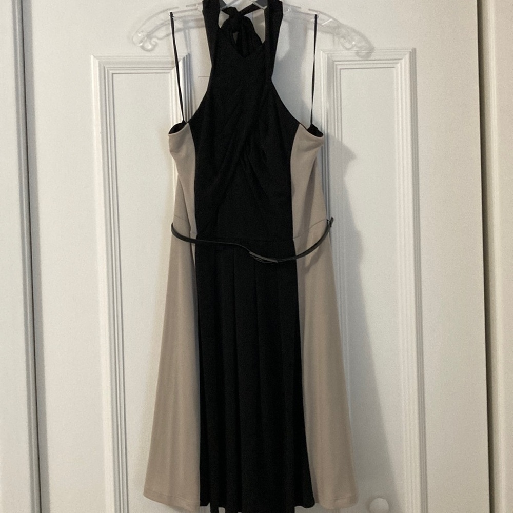 Vince Camuto Black and Greige Halter Sundress Cocktail